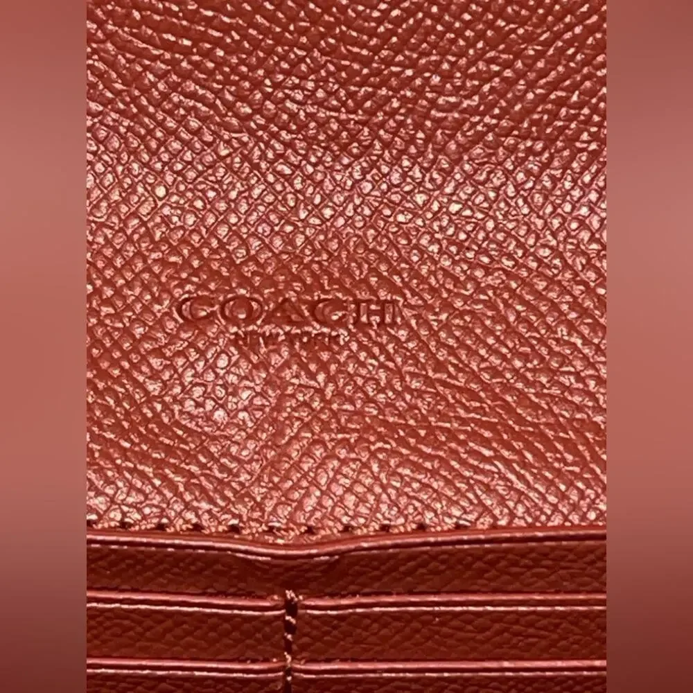 Coach Slim Envelope Wallet F26457 Terracotta Blush Colorblock Crossgrain EUC